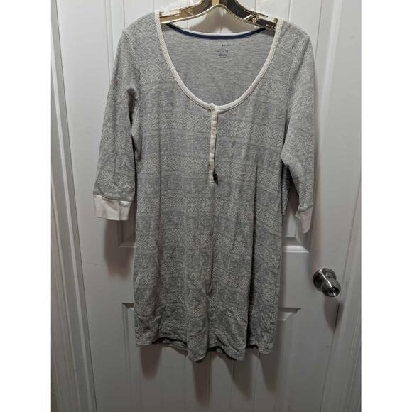 Tommy Hilfiger Nightgown Size XL Gray Snowflakes Christmas Holiday Long Sleeves - Picture 1 of 8